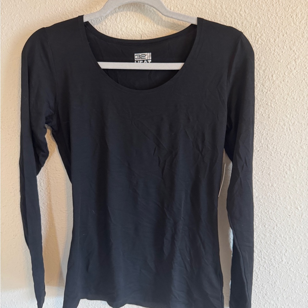32 Degrees Black Fitted Long Sleeve T-Shirt